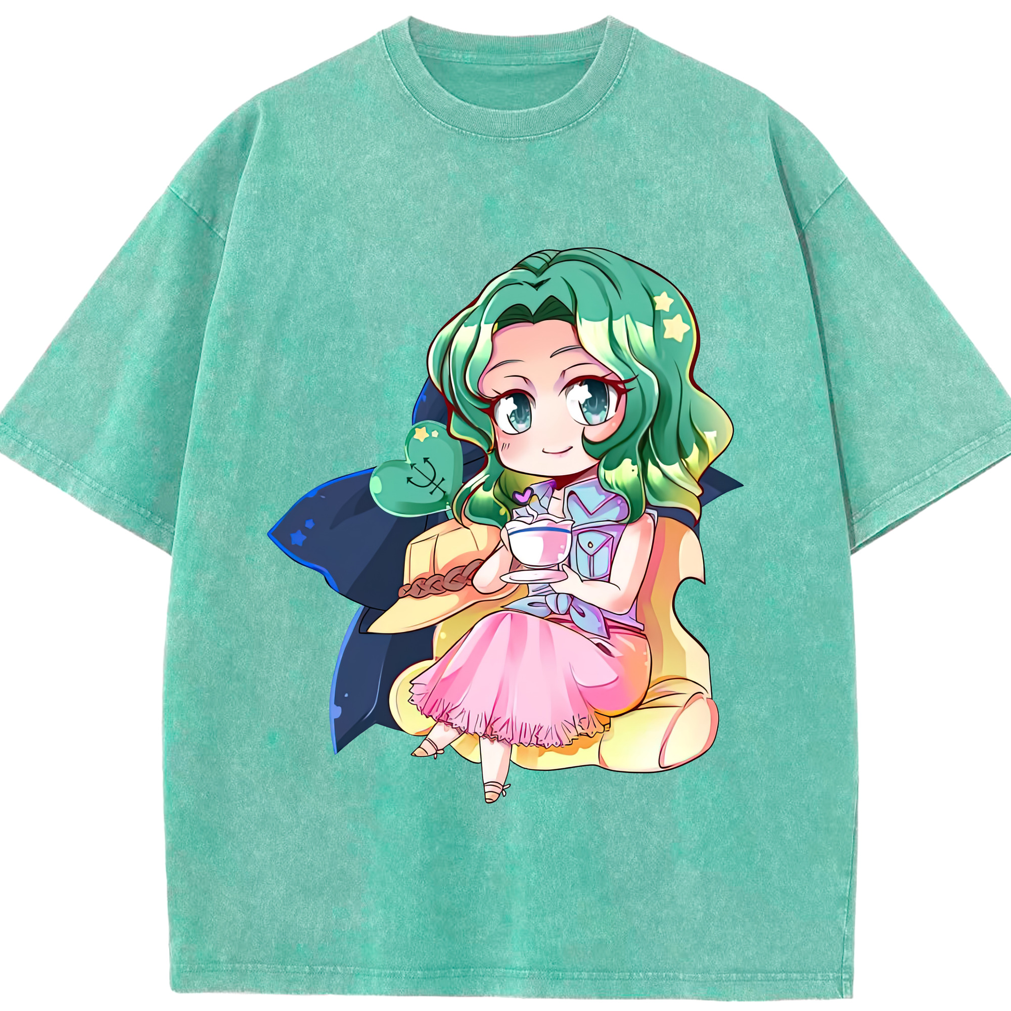 （画像用） 美少女戦士セーラームーン 海王 みちる（かいおう みちる） Sailor Moon Kaiou Michiru 綿100% ヴィンテージ風 半袖Tシャツ（フロントプリント）